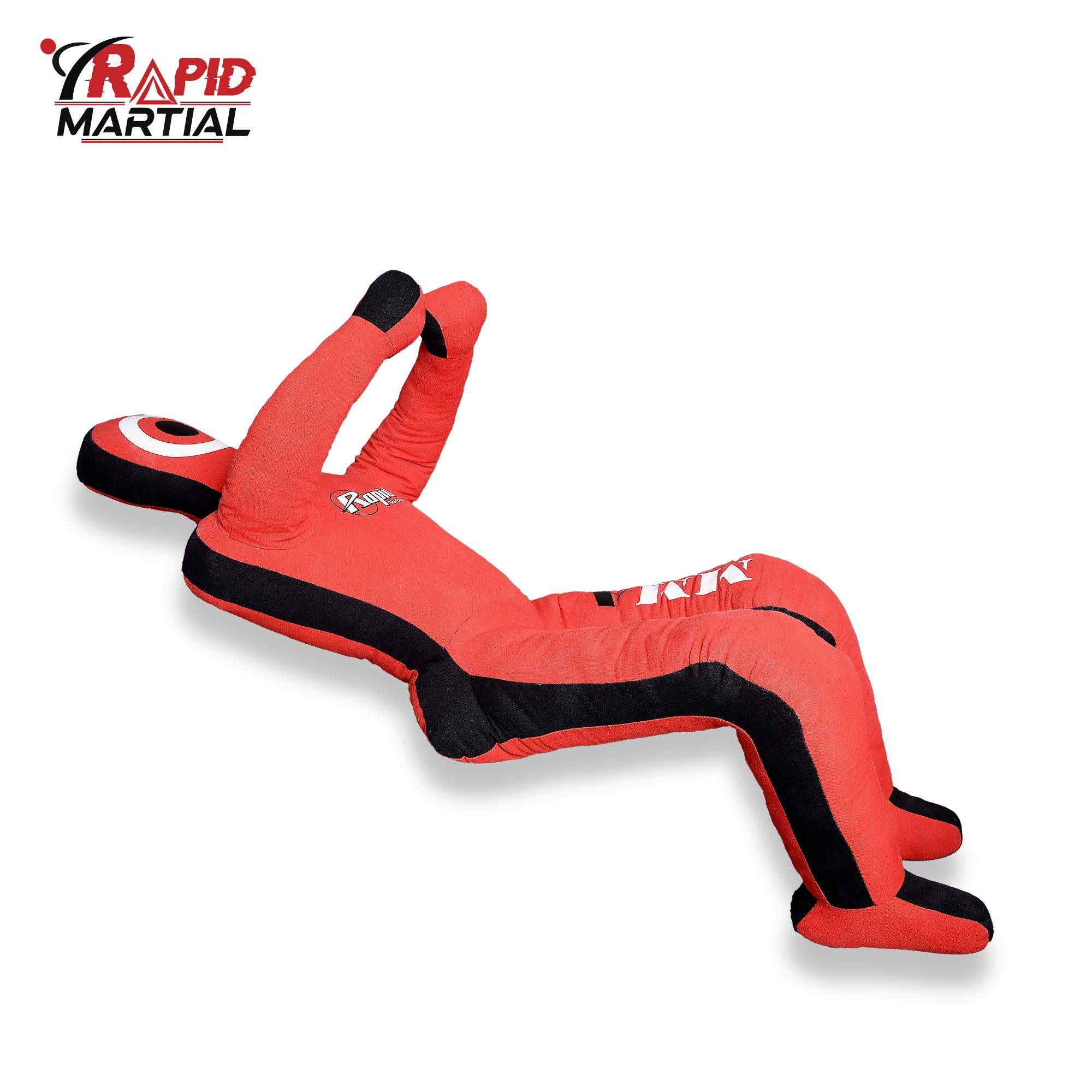 Rapid Mart BJJ Jiu Jitsu Grapple Dummy - 5ft Kneeling, Red & Black
